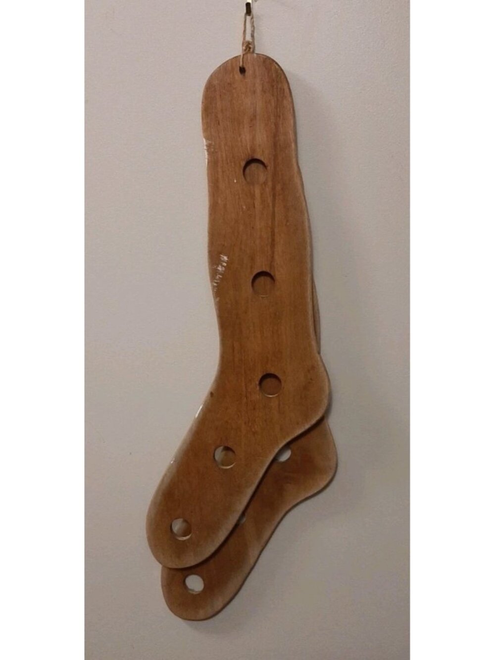 Vintage Wooded Sock Stretchers Pair 11.5 Antique Wood Stocking Dryer Forms